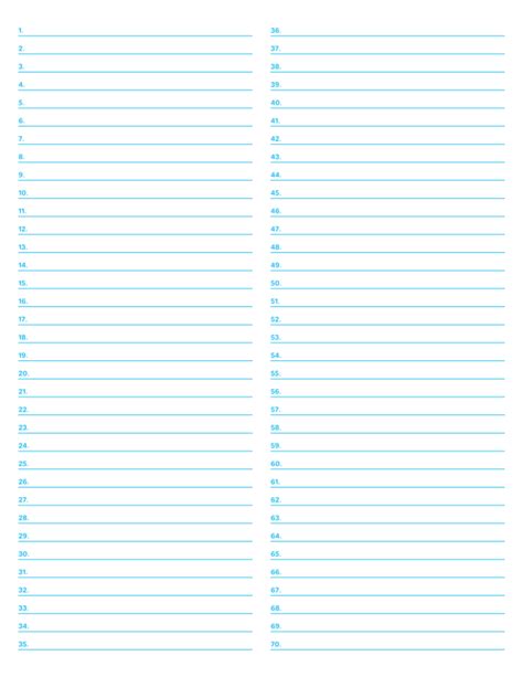 Printable 2 Column Numbered Blue Lined Paper College Ruled For Letter