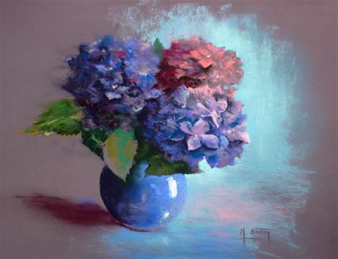 Pot bleu d'Hortensias Blog : http://michelbretonpastels ... How to draw tulips with soft pastels how to draw flowers | speed painting materials: