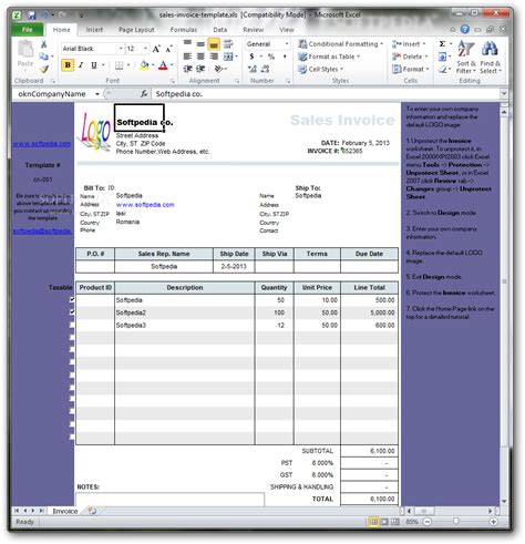 Sales Invoice Template In Excel Colorful Printable Sales Invoice Ms