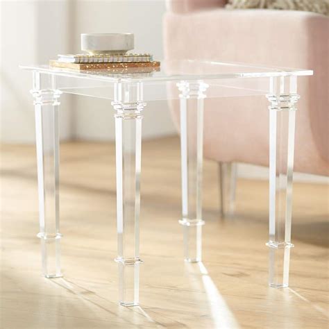 Add to favorites acrylic side table 14 x 13 x 31 tall plasticmart 4.5 out of 5 stars (79) $ 300.00 free shipping add to favorites. Tustin 21 1/2" Square Clear Lucite Acrylic End Table - #32P95 | Lamps Plus