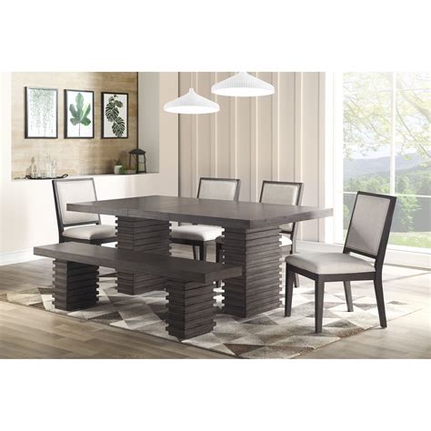 steve silver mila contemporary dining table  chair set  bench