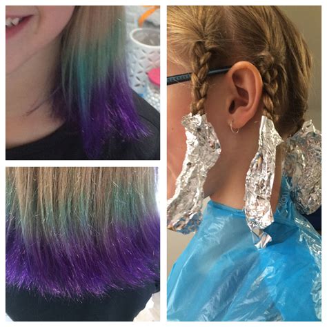 Diy Home Purple And Aqua Dip Dyed Hair Colour Dip Dye Hair Dyed