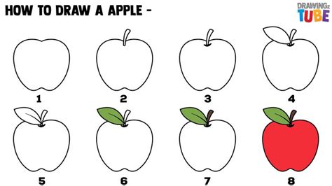 How To Draw A Apple For Kids Drawing Apple Summer Coloring Pages