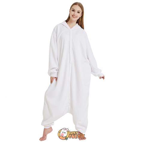 White Rabbit Onesie Pajamas For Adult And Teens Animal Onesies