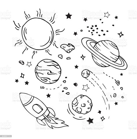 Vector Of Hand Draw Set Of Space Icon Stock Illustration - Download Image Now - iStock