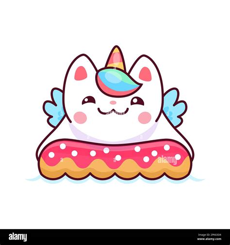Caticorn Character Or Cute Unicorn Cat Animal Vector Personage Cartoon