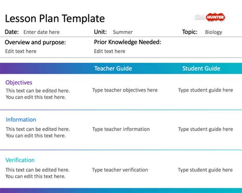 Free Simple Lesson Plan Template For Powerpoint And Presentation Slides