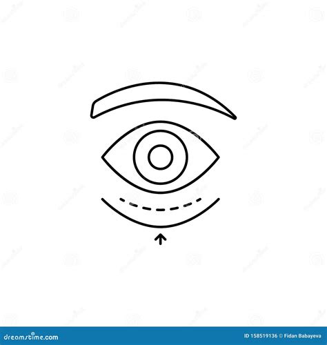 Eye Swelling Reduce Line Icon On White Background Stock Illustration