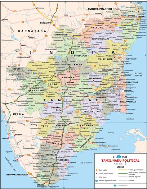 All efforts have been made to make this image accurate. Tamil Nadu Travel Map, Tamil Nadu State Map with districts ...