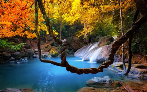 Download Wallpapers Beautiful Waterfall Forest Jungle Thailand