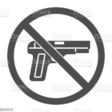 No Firearms Solid Icon Concept No Firearms Or Weapons Warning Sign On