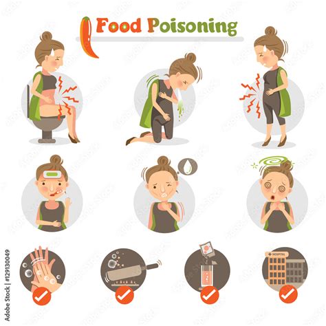 Woman Having A Stomachachefood Poisoning Isolated On White Background