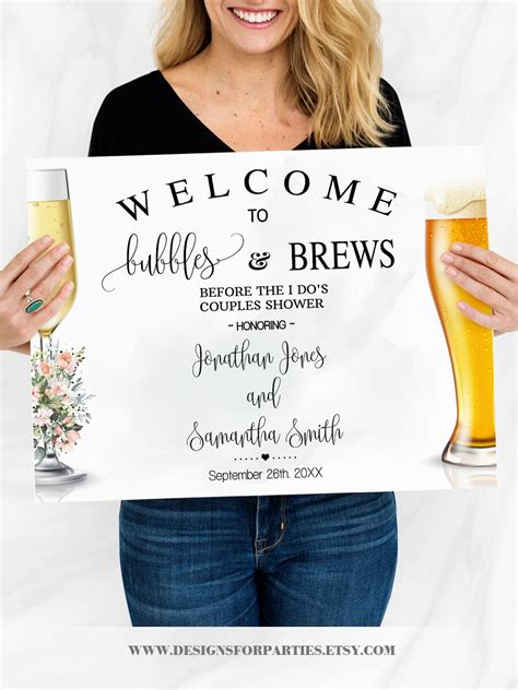 Welcome Sign Bubbles And Brews Before They Say I Do Couples Etsy