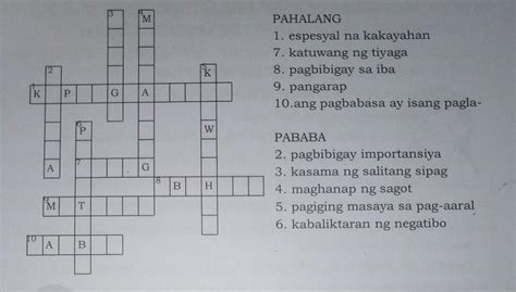 Sagutin Ang Palaisipan O Crossword Sa Ibaba Mula Sa Natutunan Tungkol