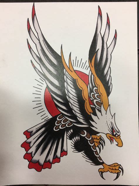 Pouncing Eagle Old School Tattoo Design Tatoeages Idee Tatoeage