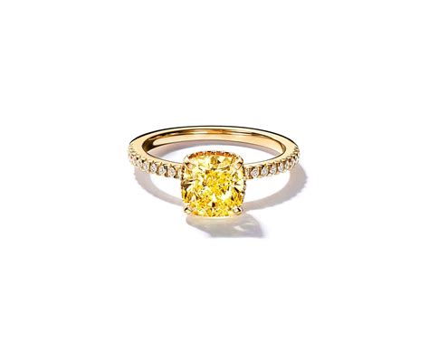 Tiffany True® Engagement Ring With A Cushion Cut Yellow Diamond And A