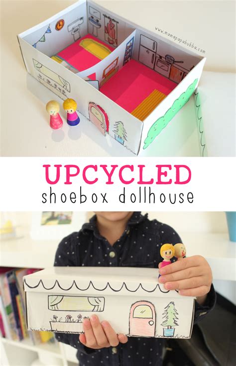 Upcycled Shoebox Dollhouse Mamapapabubba Shoe Box Crafts