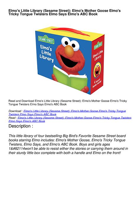 Pdfread Elmos Little Library Sesame Street Elmos Mother Goose