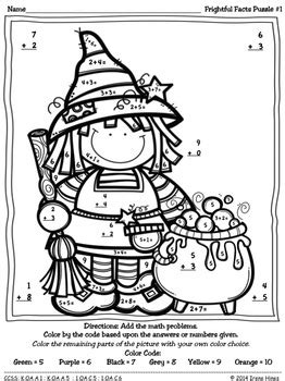 Free printable halloween coloring pages from spooky and scary, to cute and silly, for preschoolers to big kids, there are so many halloween coloring sheets to choose from! Color By Number Codes: Addition ~ Halloween Puzzles by ...