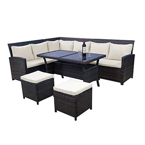 Lz Leisure Zone 6 Piece Patio Dining Sets Pe Rattan Outdoor Sectional