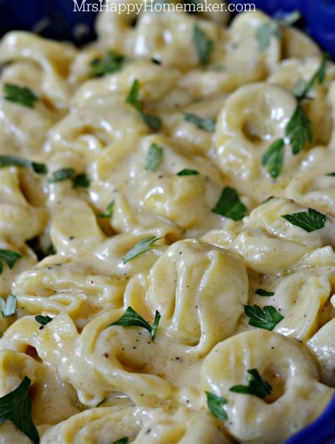 Prepare tortellini according to package instructions. Easy Roasted Garlic Alfredo Tortellini - Mrs Happy Homemaker