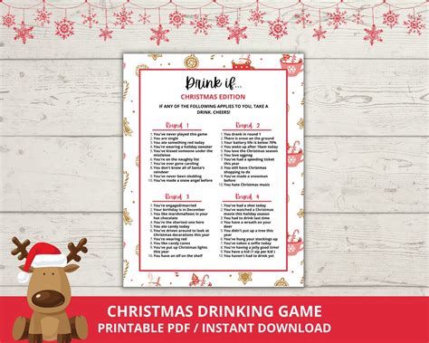 Christmas Drink If Game Christmas Drinking Game Christmas Party Game
