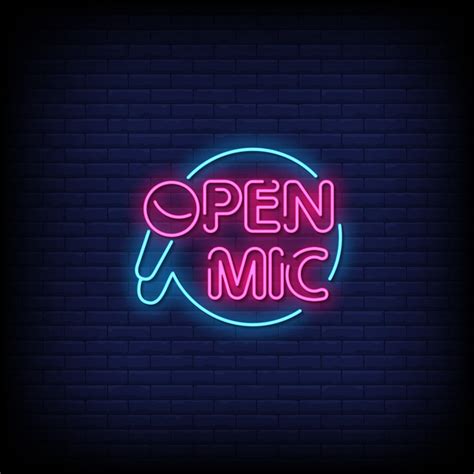 Open Mic Neon Signs Style Text Vector 2185965 Vector Art At Vecteezy