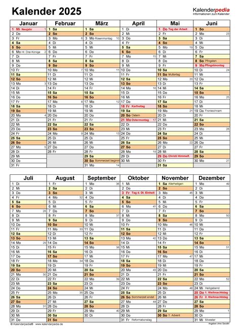 Kalender 2025 Zum Ausdrucken Als Pdf 19 Vorlagen Kostenlos