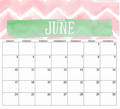 Blank Calendar For June 2019 Printable Template Fillable With Notes