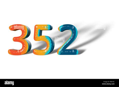 3d Number 352 Three Hundred Fifty Two Lively Colours Stock Photo Alamy