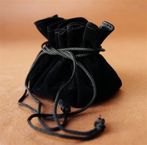 Black Velvet Drawstring Jewelry Pouches 6 Pockets By Dearestmine
