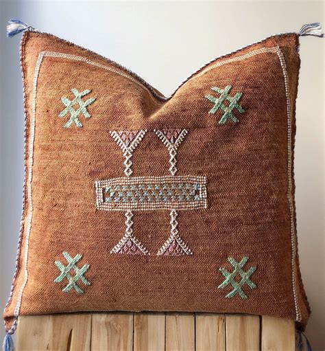 Aztec House Moroccan Cushions Burnt Orange Cactus Silk Pillows