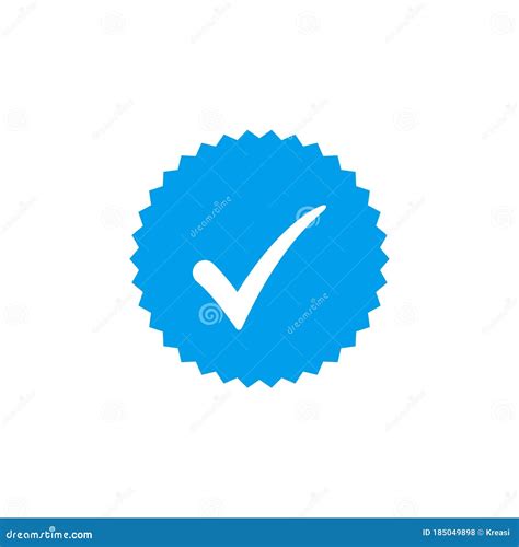 Blue Check Mark Icon Vector Design Profile Verified Badge Stock Vector