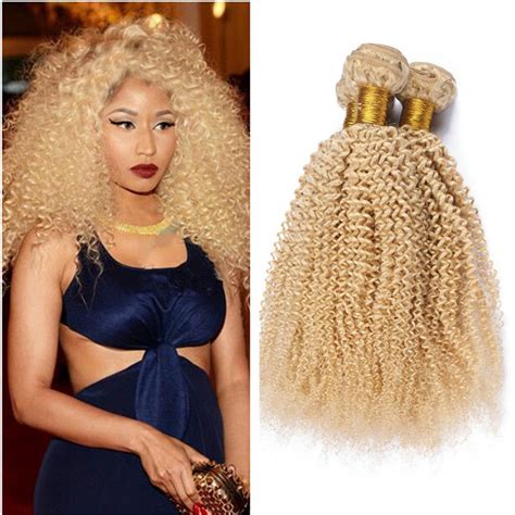 Best Quality Blonde Kinky Curly Human Hair Weaves Platinum Blonde Afro Kinky Curly Peruvian