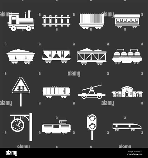 Railway Icons Set Grey Vector Stock Vector Image And Art Alamy