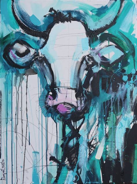 Blue Moo Cow Painting By Irina Rumyantseva Saatchi Art