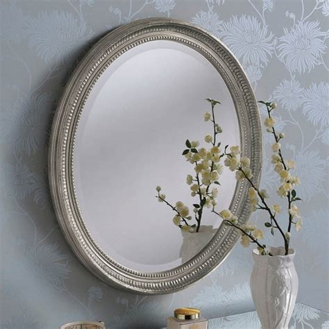 Traditional Silver Oval Mirror Contemporary Mirrors