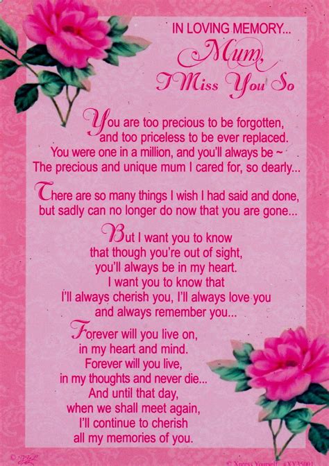 Home Cards In Loving Memory Mum I Miss You So Much Grave Card Me