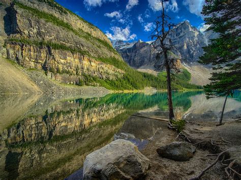 배경 화면 캐나다 호수 물 반사 산 나무 자연 1920x1200 Hd 그림 이미지