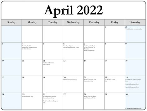 April 2022 Printable Calendar With Holidays Word Pdf How To Calendar