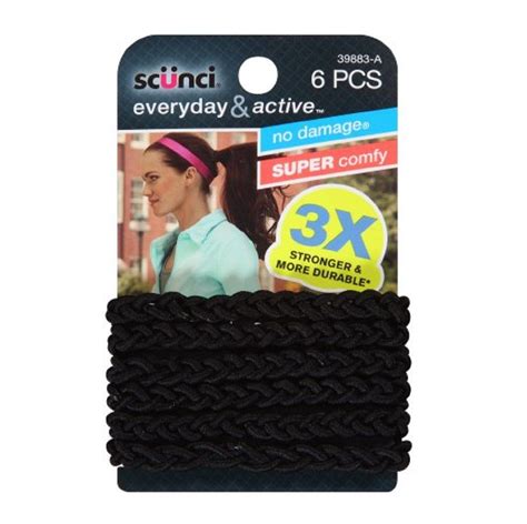 Scunci Everyday And Active Strand Elastics Black Color 6 Pcs Per Pack