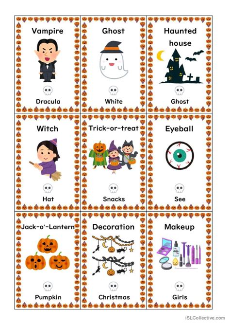 Halloween Taboo Card Game English ESL Worksheets Pdf Doc