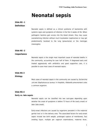 Neonatal Sepsis Newbornwhocc Org