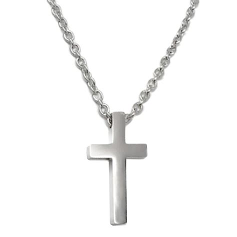 Loralyn Designs Mens Simple Stainless Steel Religious Cross Pendant