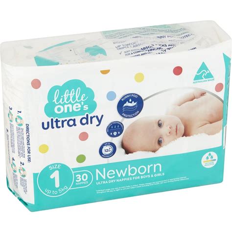 Little Ones Size 1 Ultra Dry Nappies Newborn Up To 5kg Boys And Girls 30