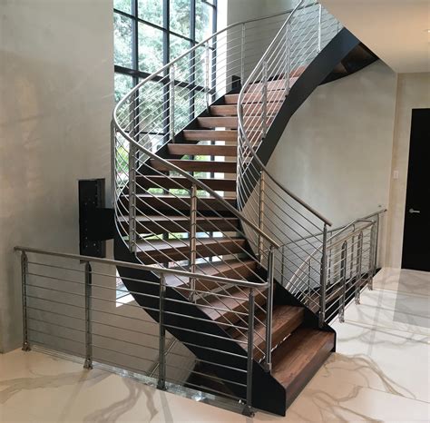 Modern Staircase Design Wood Steel Curved Staircase Decorative Interior