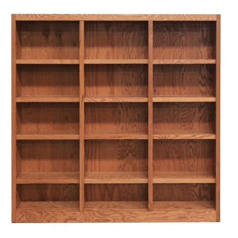 Concepts In Wood 15 Shelf Triple Wide Wood Bookcase 72 Inch Tall Oak