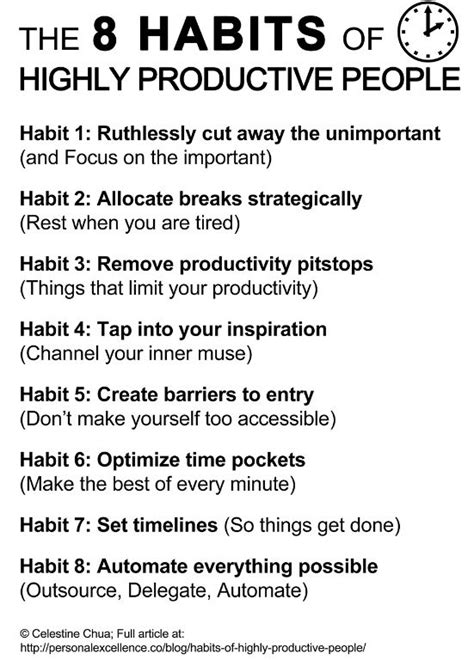 The 8 Habits Of Highly Productive People Infographic A Day