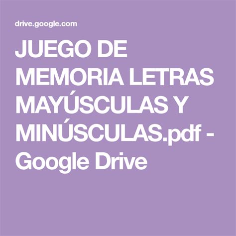 Ver más ideas sobre google, juegos ocultos, trucos de google. JUEGO DE MEMORIA LETRAS MAYÚSCULAS Y MINÚSCULAS.pdf ...