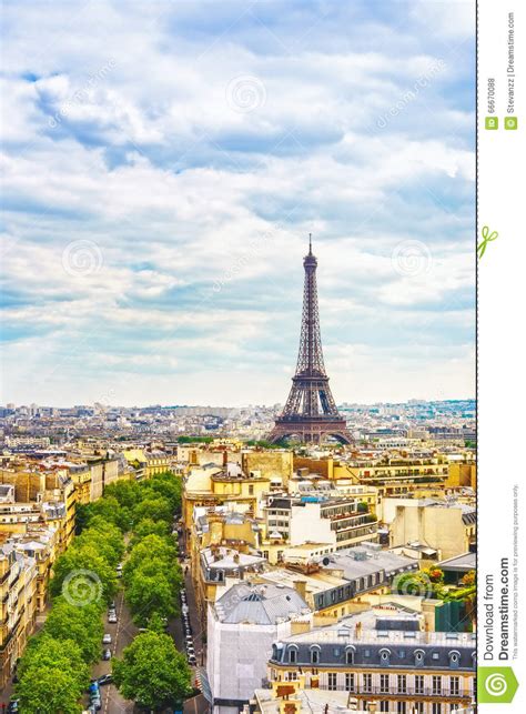 Eiffel Tower Landmark View From Arc De Triomphe Paris